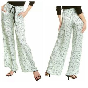 Lucy Paris Satin Andrew Drawstring Mint Wide Leg Pants sz S